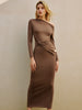 Anna | Asymmetrisches Kleid mit Rüschen aus geknotetem Jersey