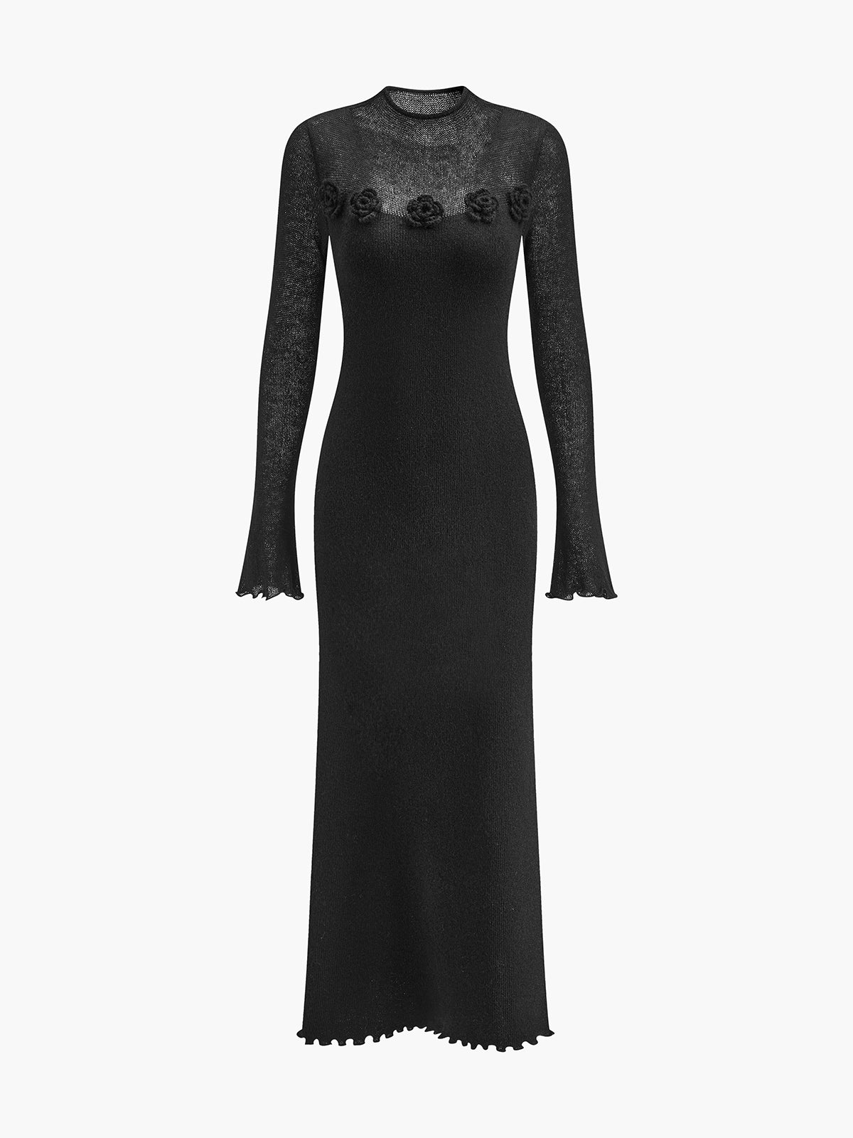 Clara | Wollmischung 3D Blumen-Latzkleid