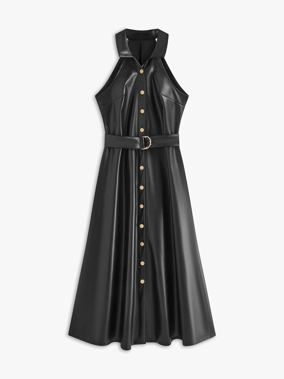 Clara | Kunstleder Kleid mit Gürtel