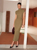Clara | Schlankes Kleid mit Stehkragen und Cutouts