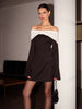 Clara | Off-Shoulder Farbblock Kleid mit Raffung