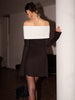 Clara | Off-Shoulder Farbblock Kleid mit Raffung