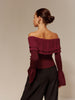 Clara | Off-Shoulder Plissierter Rüschensweater