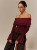 Clara | Off-Shoulder Plissierter Rüschensweater