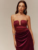 Sophie | Satin-Paneel Samt Plisseerock Tube Kleid