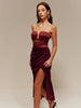 Sophie | Satin-Paneel Samt Plisseerock Tube Kleid