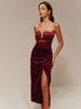Sophie | Satin-Paneel Samt Plisseerock Tube Kleid
