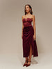 Sophie | Satin-Paneel Samt Plisseerock Tube Kleid