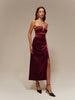 Sophie | Satin-Paneel Samt Plisseerock Tube Kleid