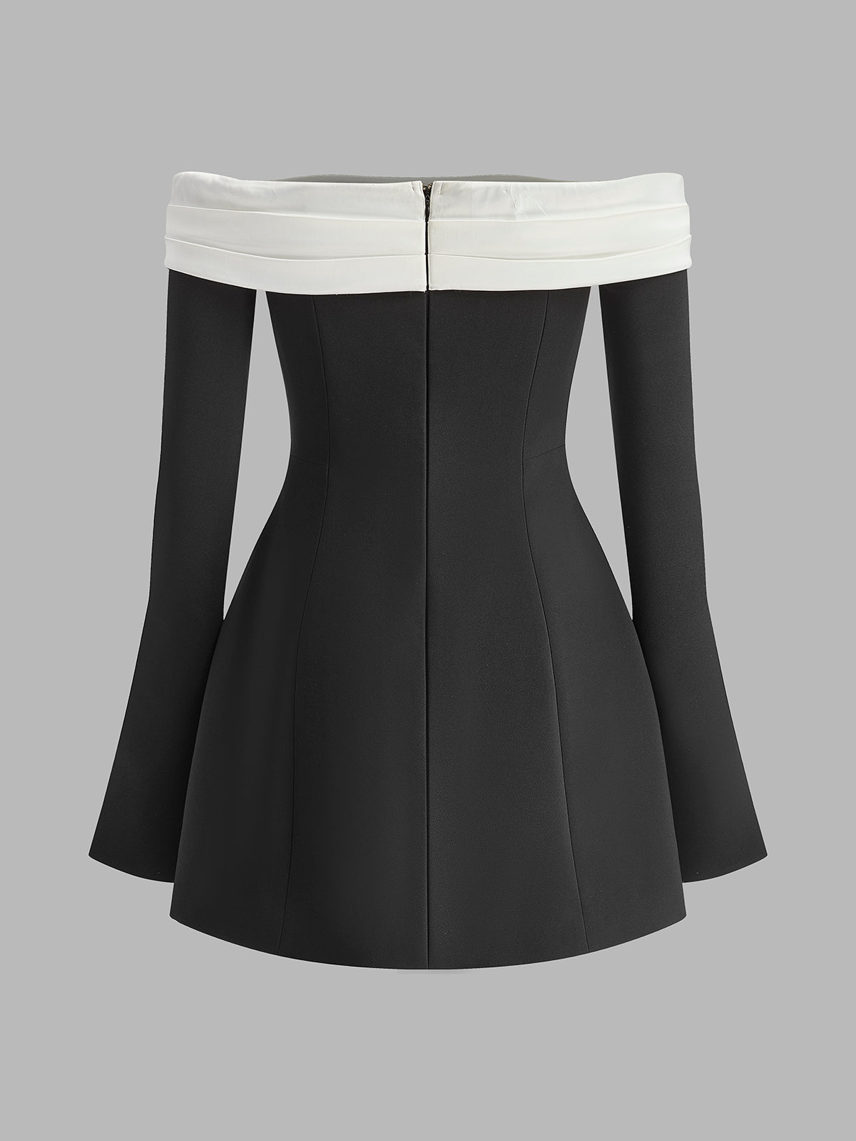 Eleganz | Farbblock Off-Shoulder Glockenärmel Kleid
