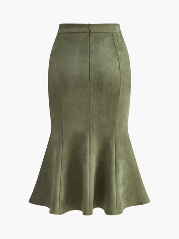Clara | Eleganter Mid-Waist Wildleder Faltenrock