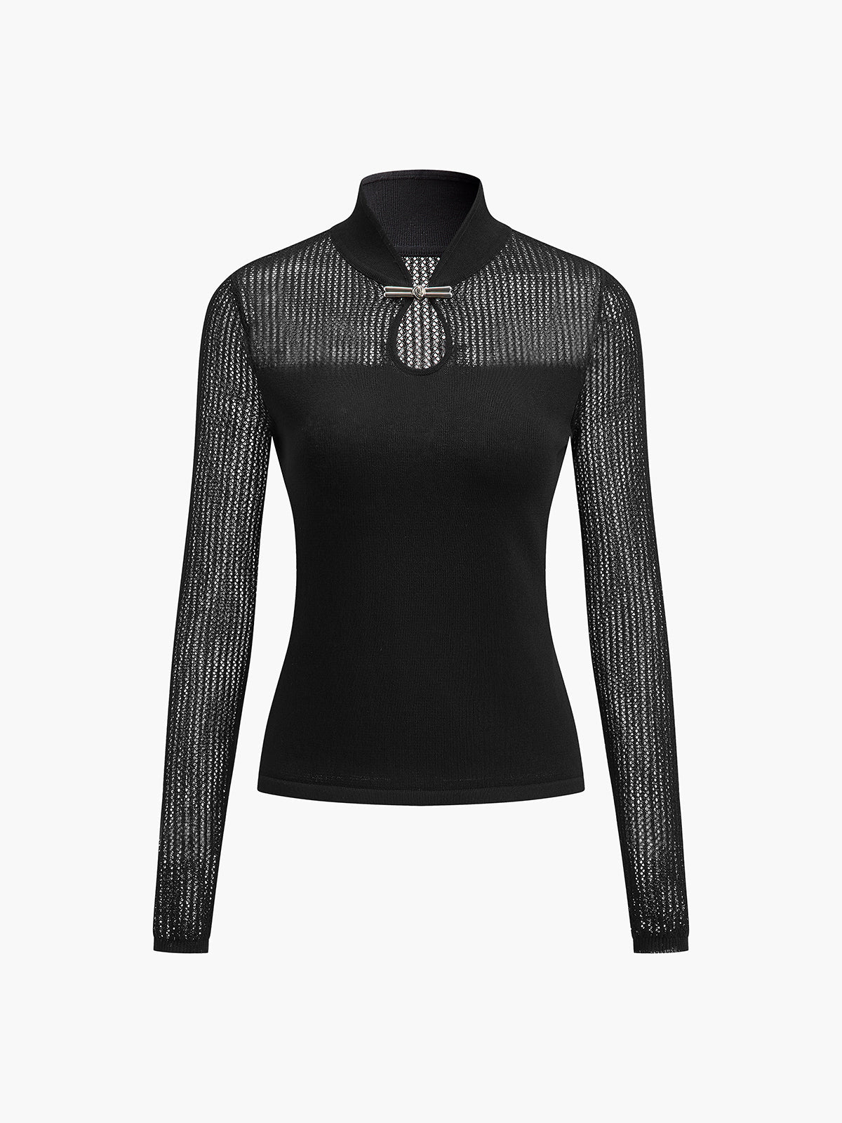 Clara | Semi-transparentes Strickoberteil mit Keyhole-Ausschnitt