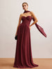 Romy | Gerafftes Maxikleid mit langen Riemen