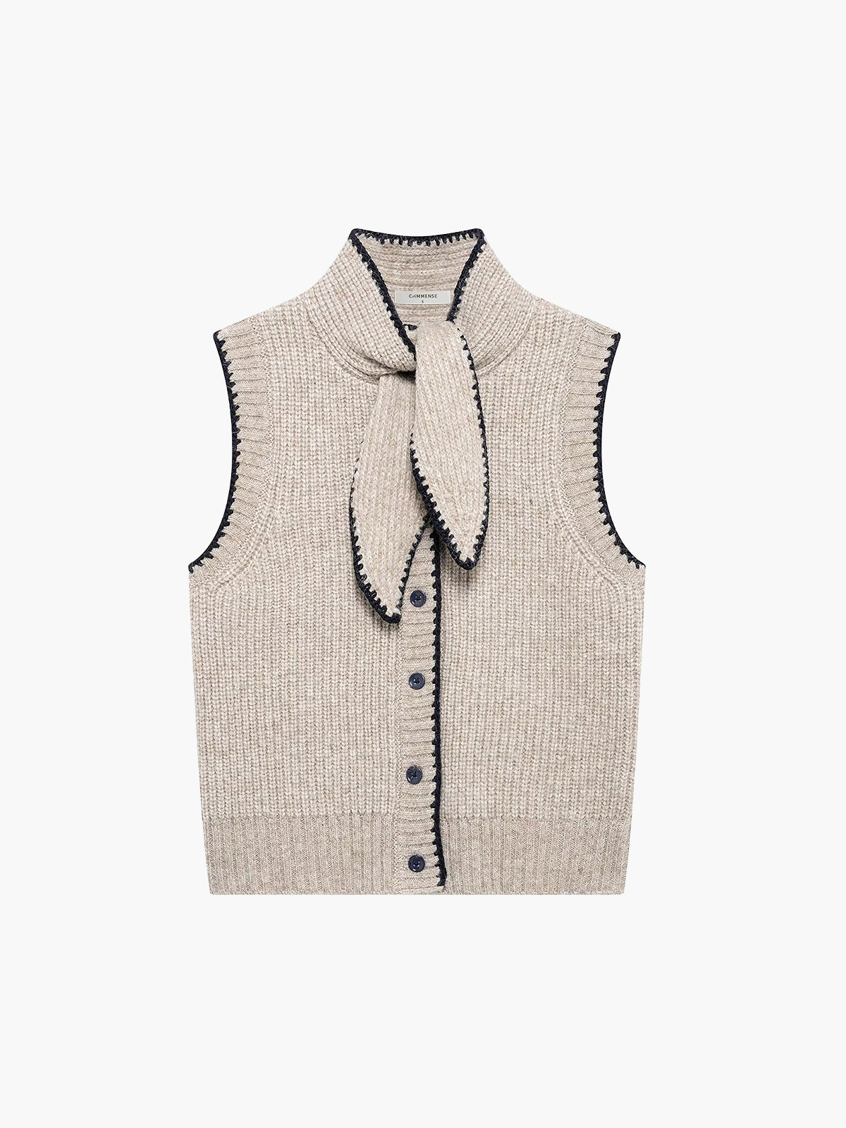 Lena | Pullover-Vest mit Kontrastbesatz und Halsband