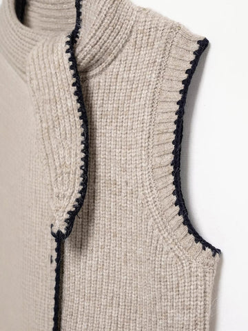 Lena | Pullover-Vest mit Kontrastbesatz und Halsband
