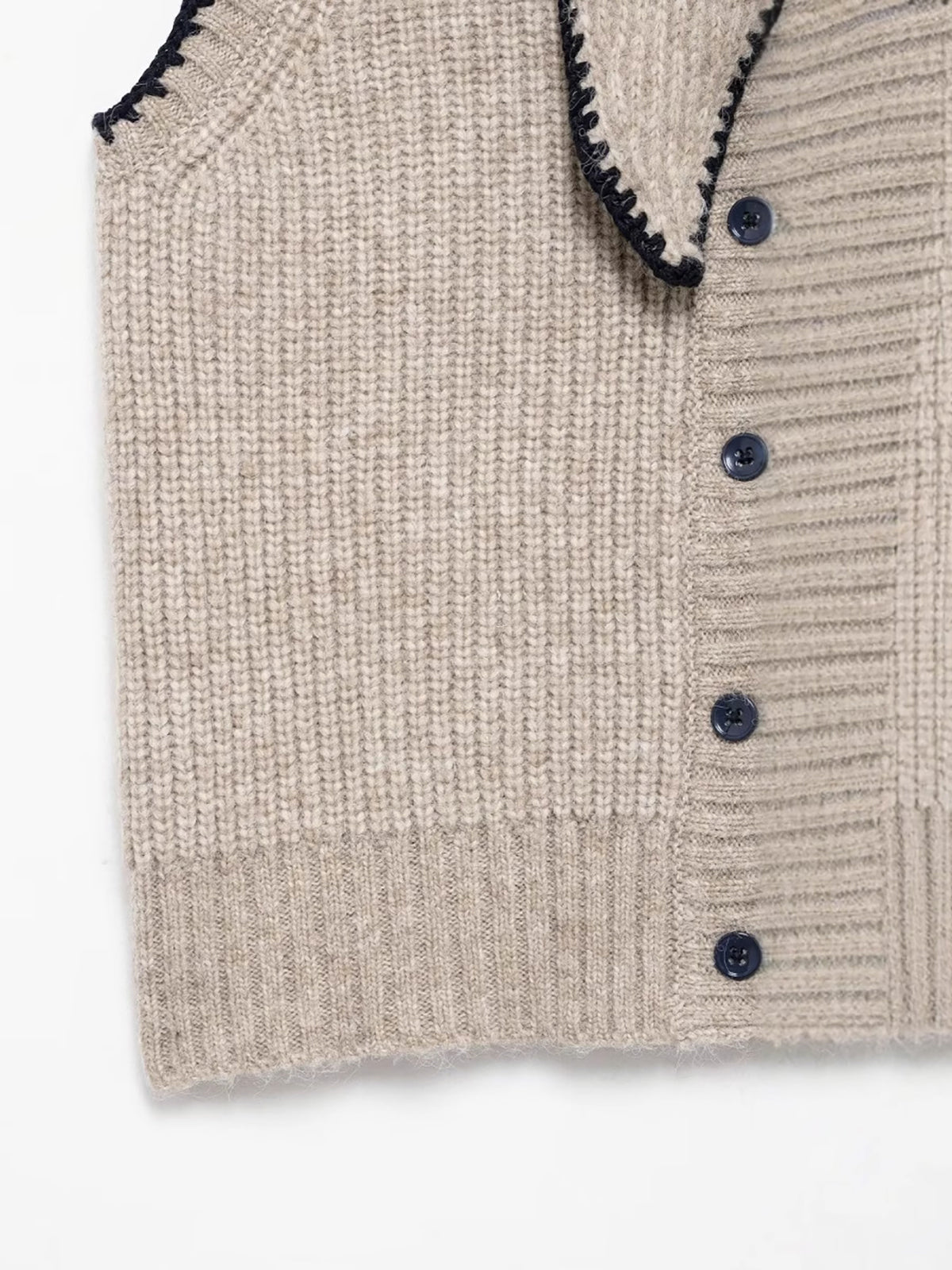 Lena | Pullover-Vest mit Kontrastbesatz und Halsband