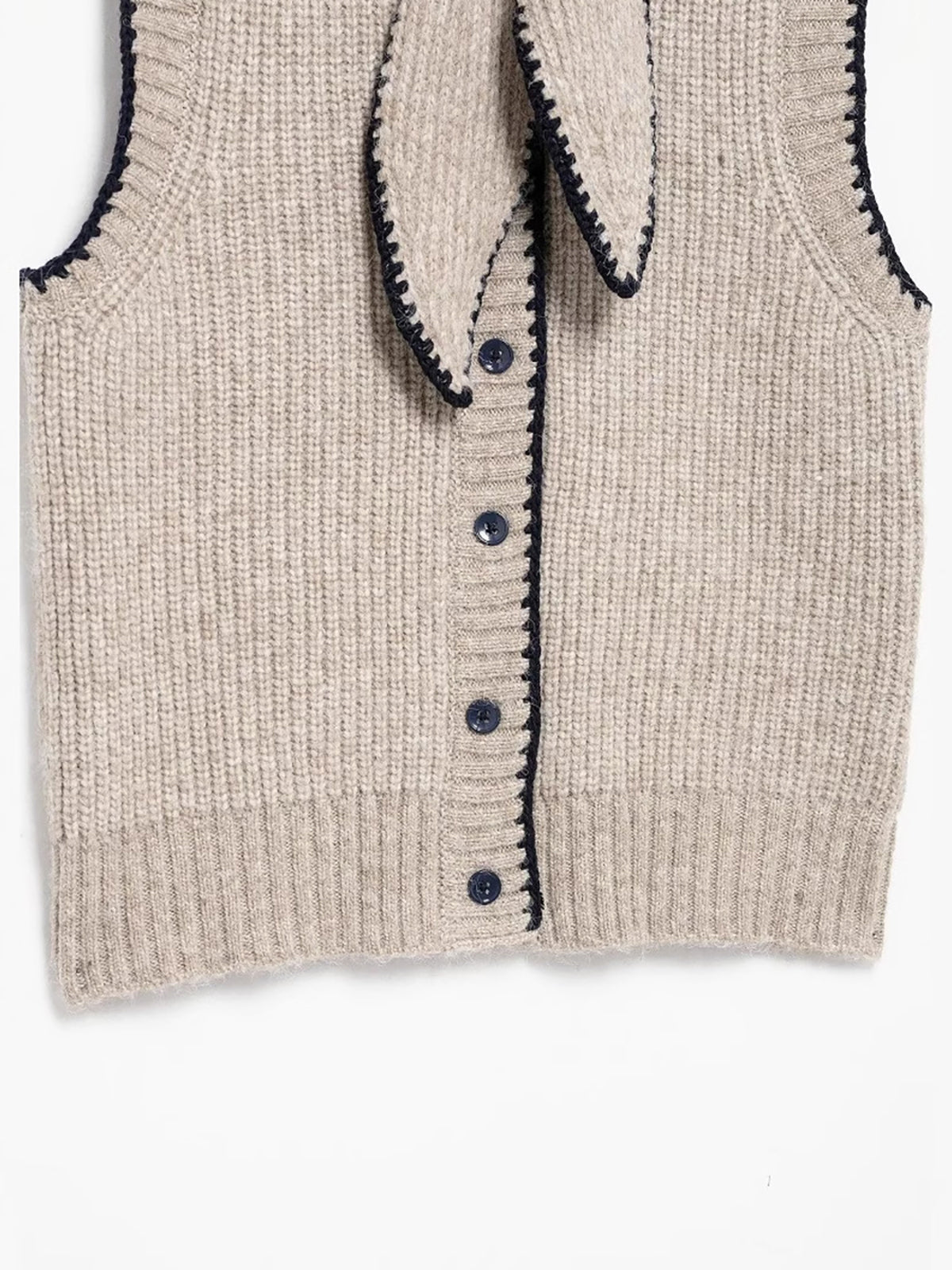 Lena | Pullover-Vest mit Kontrastbesatz und Halsband