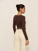 Leonie | V-Ausschnitt Plissiertes Slim Strickoberteil