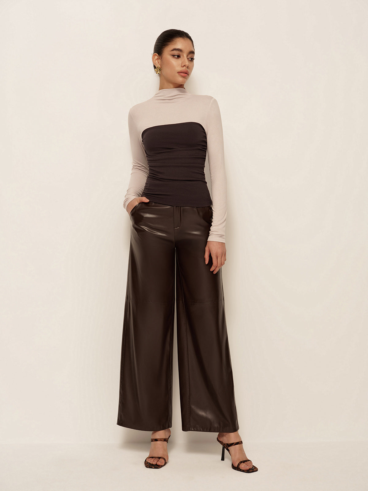 Marlene | 2-in-1 Mock Neck Color Block Jersey Top