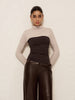 Marlene | 2-in-1 Mock Neck Color Block Jersey Top