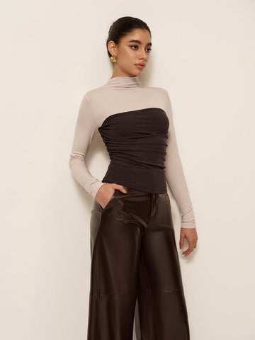 Marlene | 2-in-1 Mock Neck Color Block Jersey Top