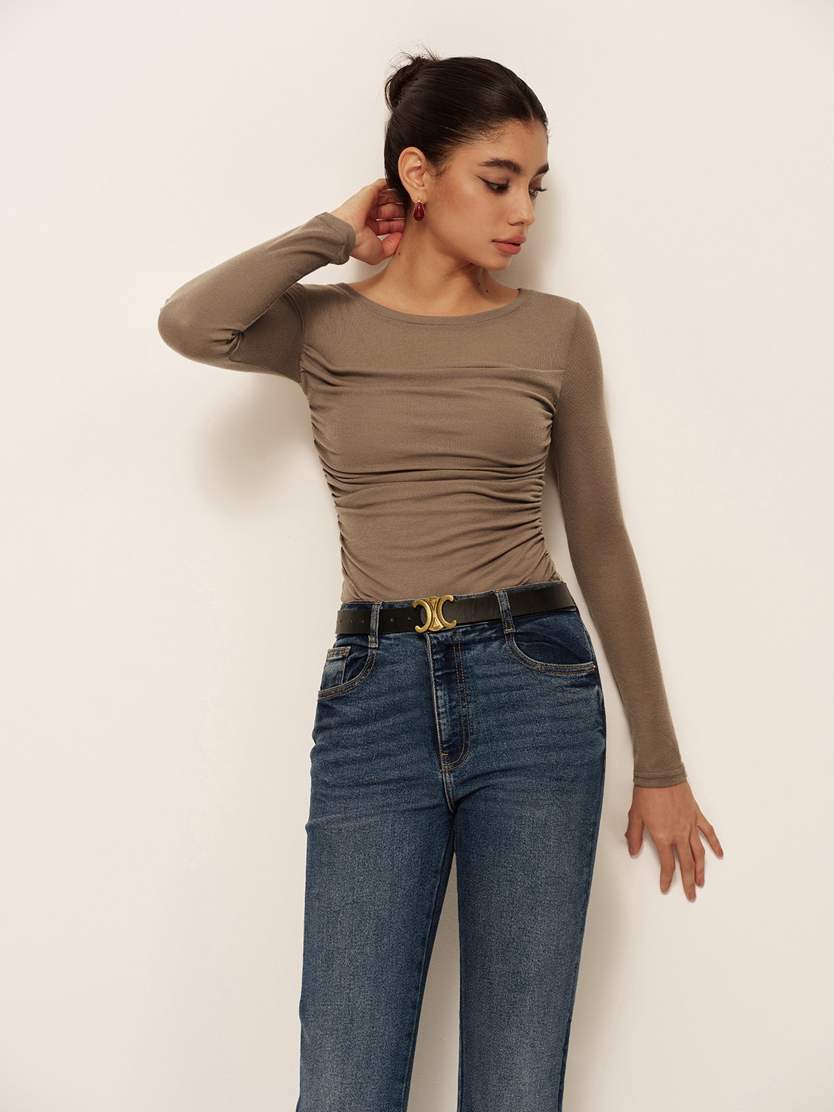 Thomas | Langärmliges Plissiertes Slim Panel T-Shirt