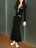 Clara | Elegantes Tweed-Kleid mit Kontrastbesatz