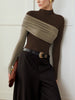 Mia | Farbblockiertes, plissiertes Jerseytop