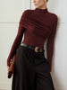 Mia | Farbblockiertes, plissiertes Jerseytop