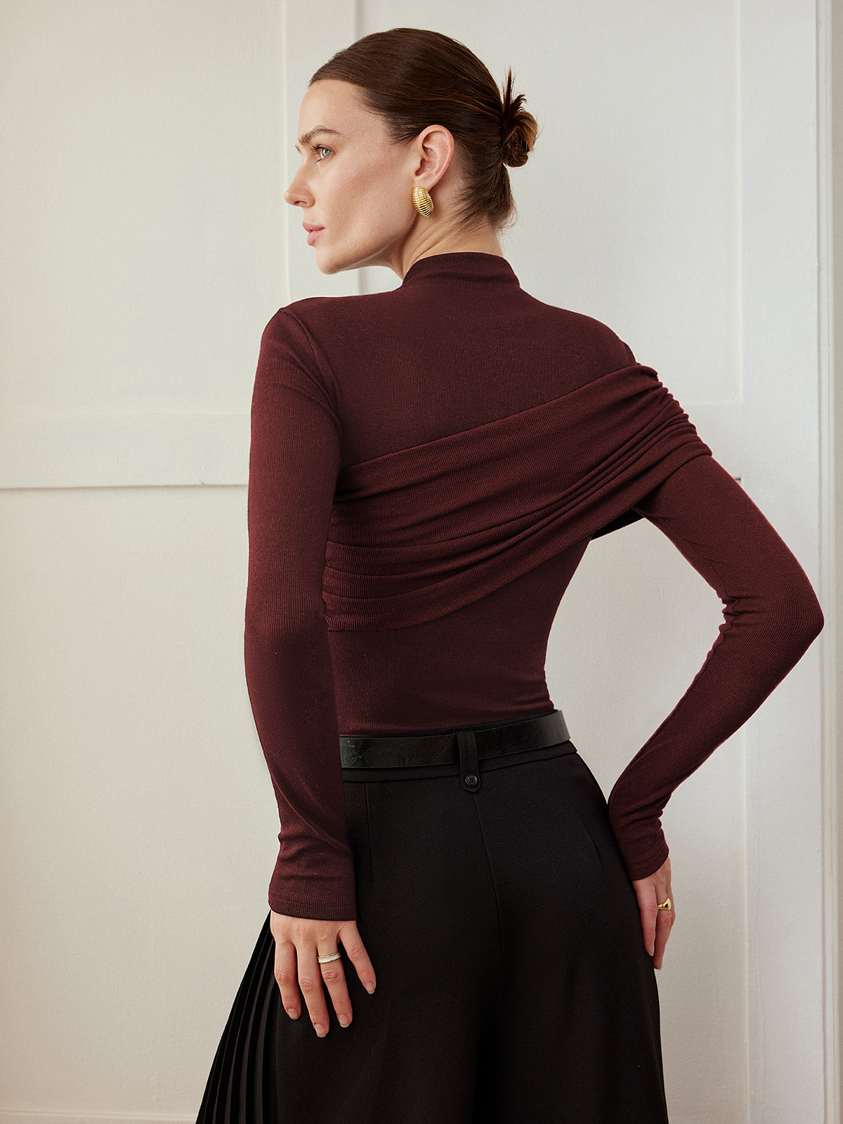 Mia | Farbblockiertes, plissiertes Jerseytop