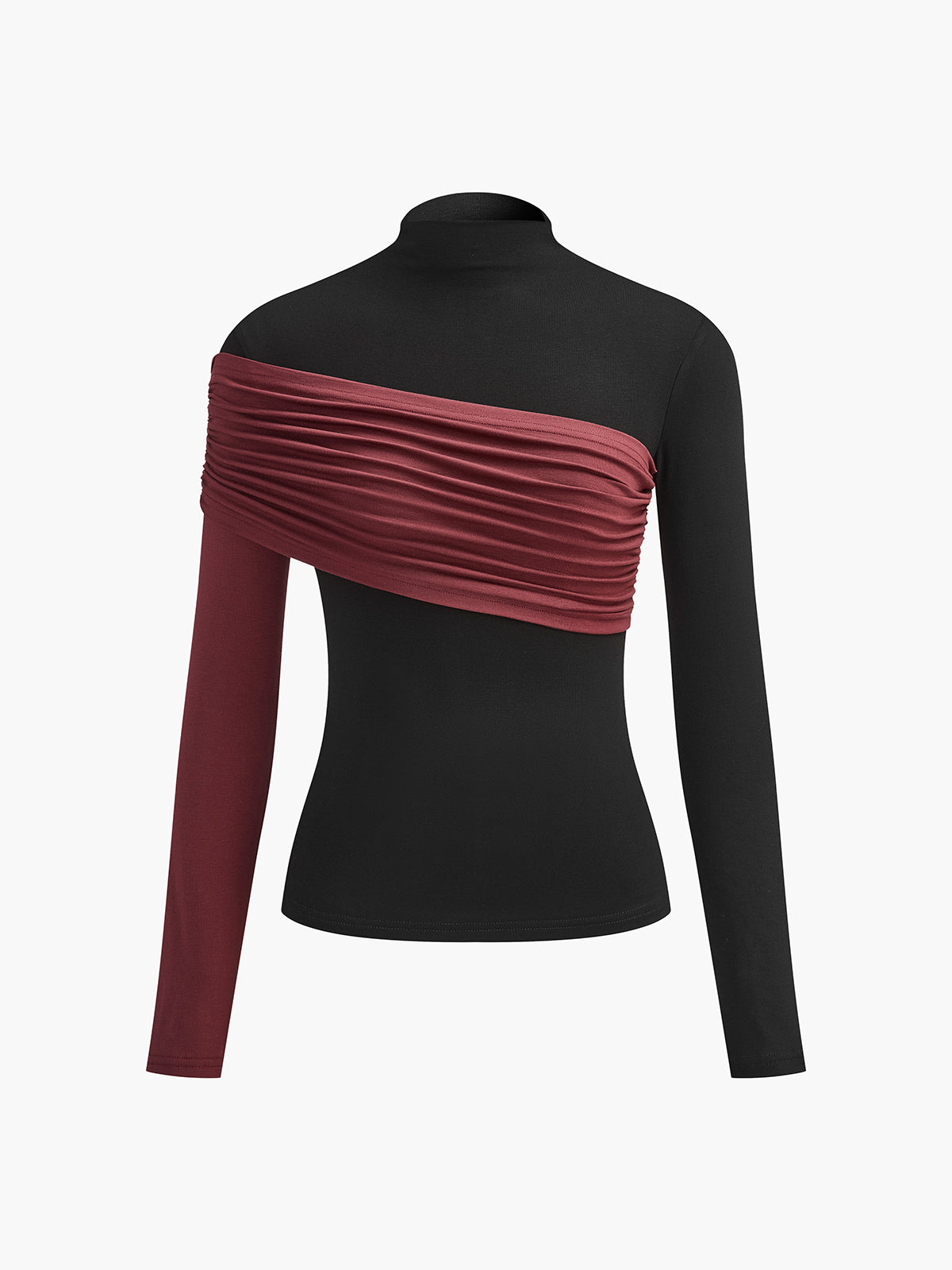 Mia | Farbblockiertes, plissiertes Jerseytop