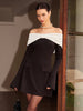 Clara | Off-Shoulder Farbblock Kleid mit Raffung