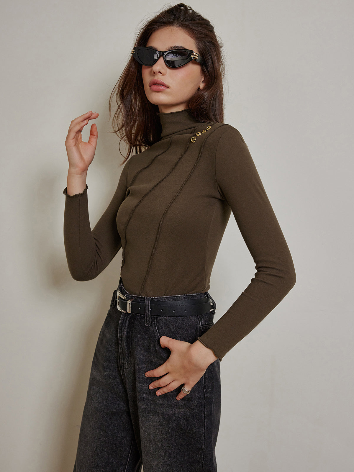 Maxine | Jersey Top mit Metalldetails