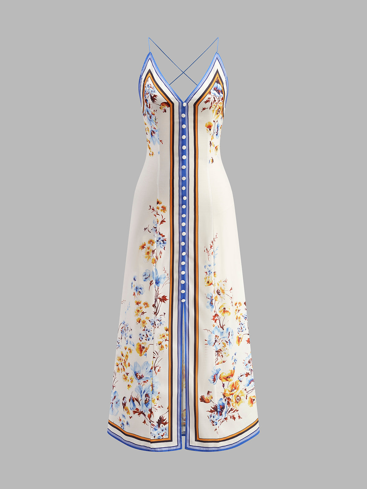 Clara | Lässiges langes Kleid mit Blumenmuster und Halfter