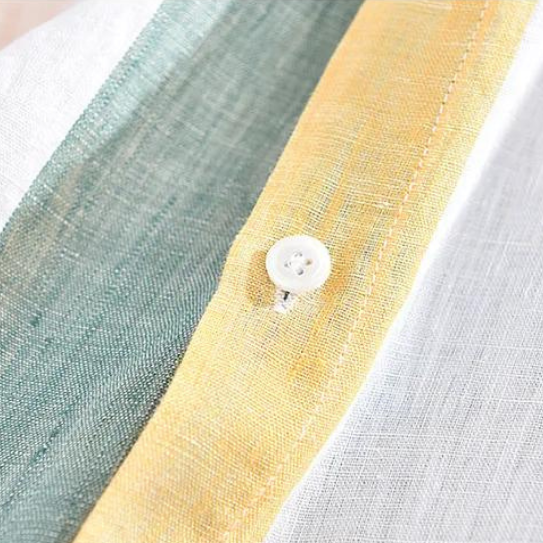 Robin | Meereslandschaft Streifen Leinen Knopfhemd