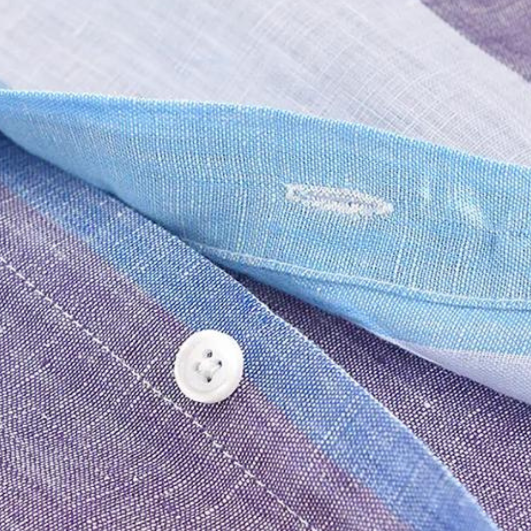 Robin | Meereslandschaft Streifen Leinen Knopfhemd