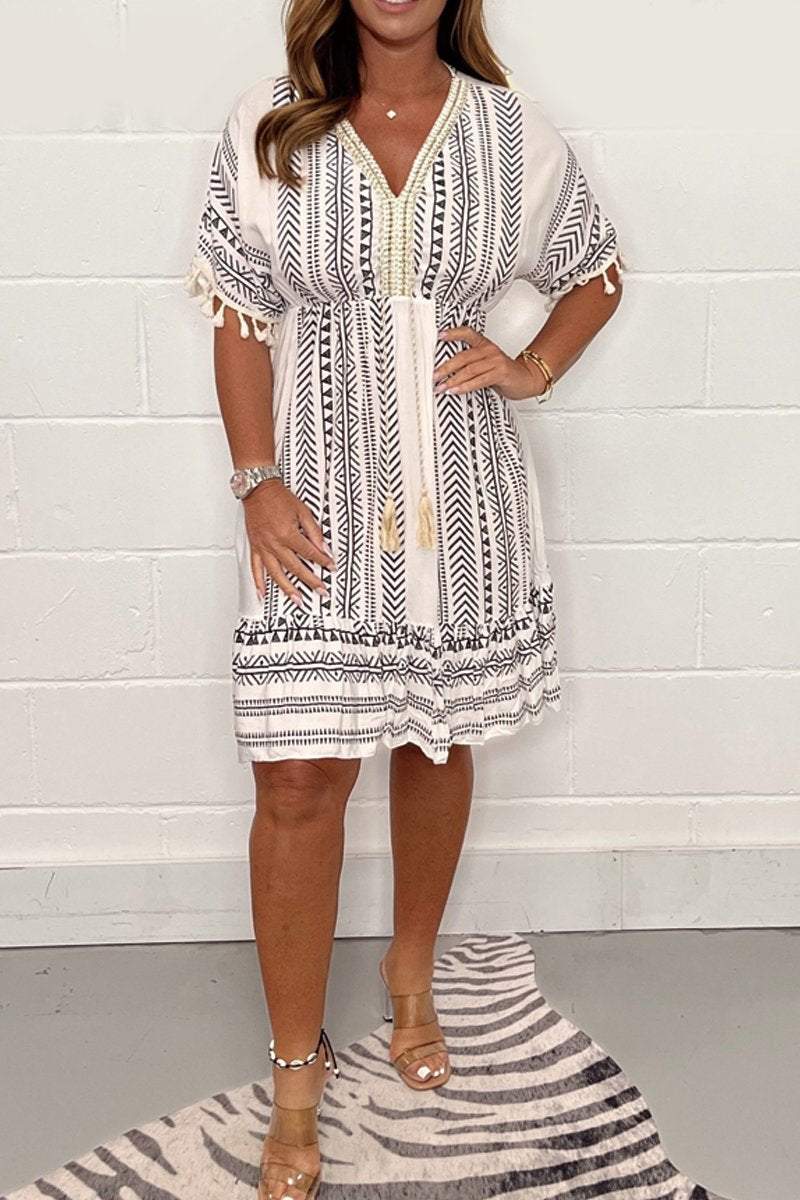 Daniela | Freizeitkleid mit V-Ausschnitt und Druck