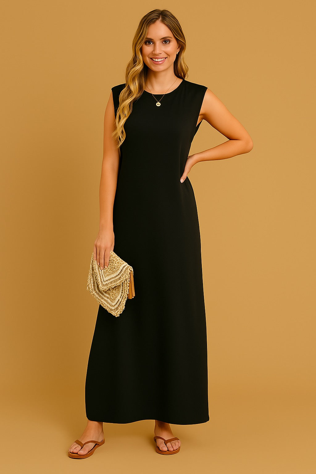 Tracey | Fließendes langes Kleid – Knitterfrei