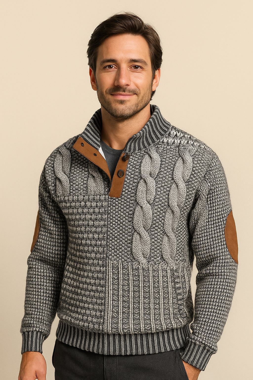 DAAN | KLASSISCHER KNOPF-OBEN KABEL-PULLOVER