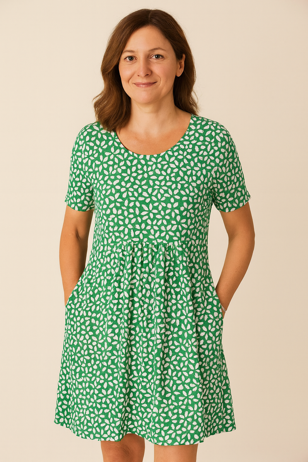 Caroline | Stilvolles und lässiges Blumenkleid mit Taschen