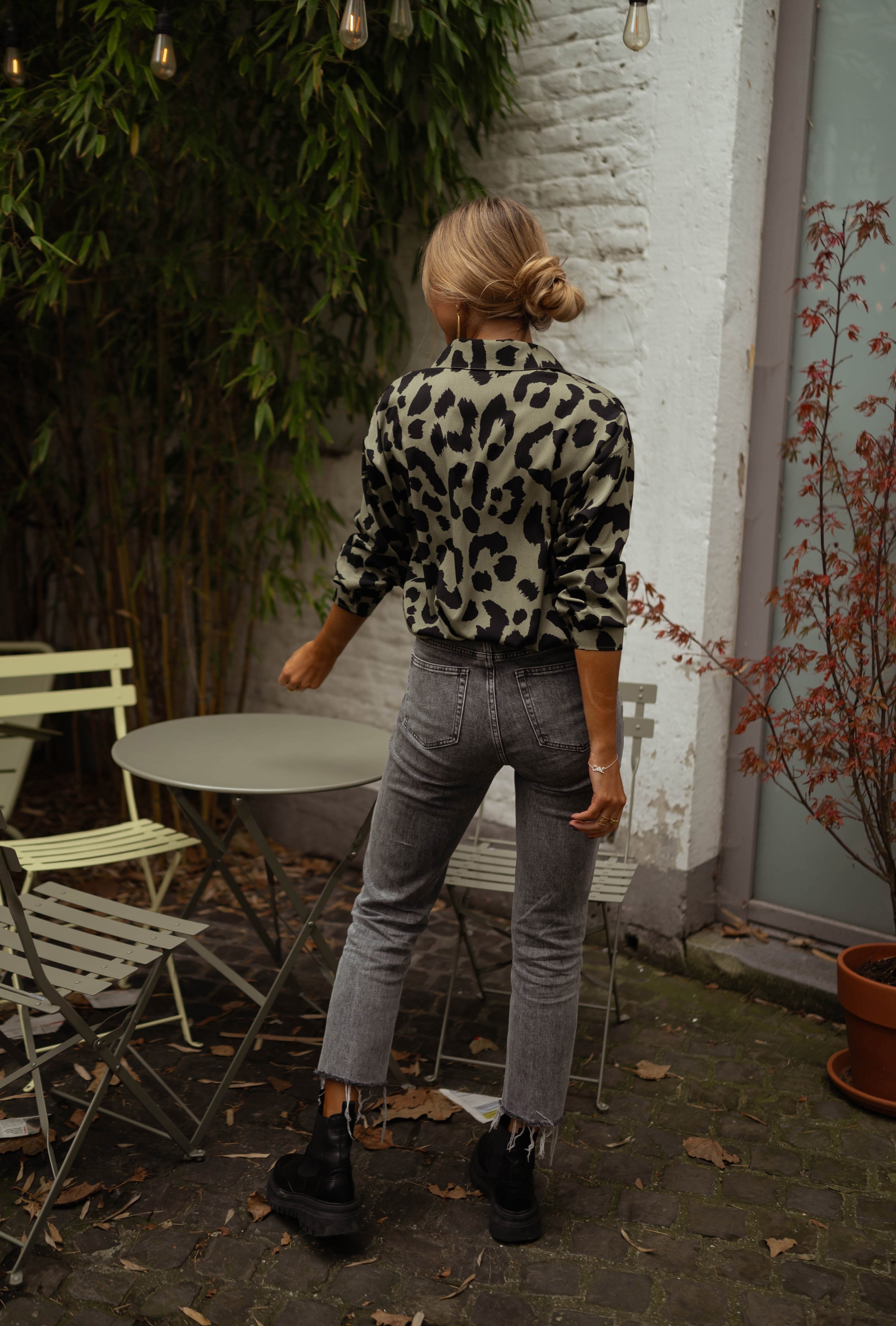 Jeremias | Chemisier Tymou - khaki mit Leopardenmuster