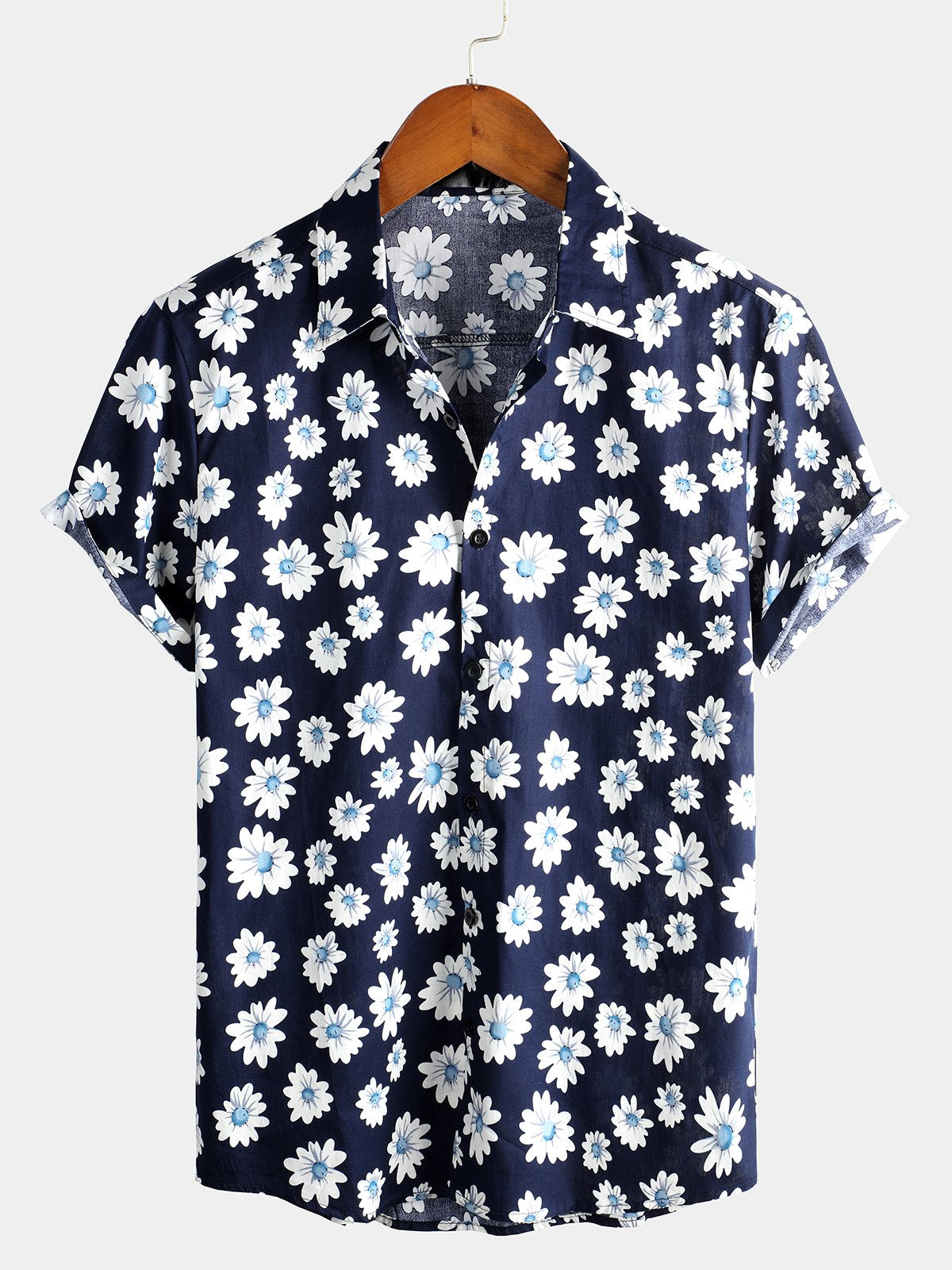 Marion | Herren Hawaii Hemd mit Gänseblümchen-Print aus Baumwolle