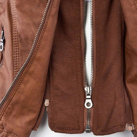 Benedikta | Wetterfeste Damen Lederjacke mit Kapuze
