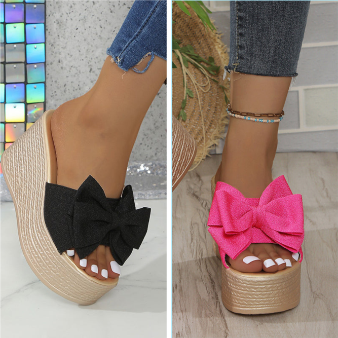 Roxanne | Damen Hausschuhe mit Schleife und dicker Sohle