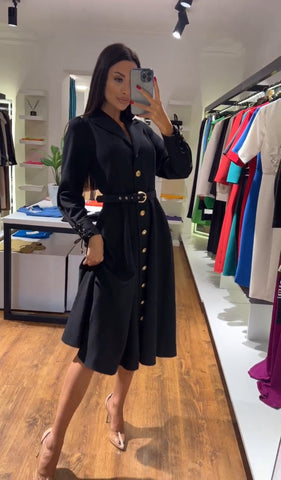 Anastashia | Schwarzes Kleid mit zeitloser Eleganz