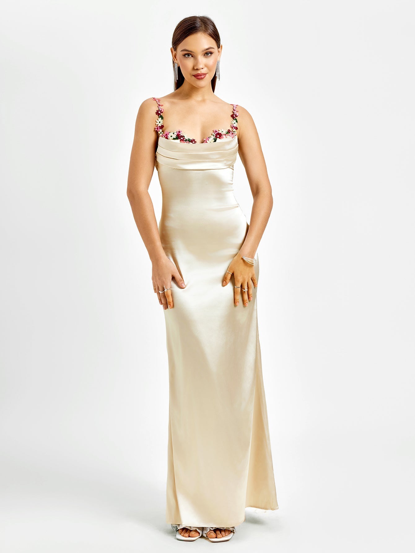 Irvin | Verzierter Träger-Rücken-Satin-Bodycon-Kleid
