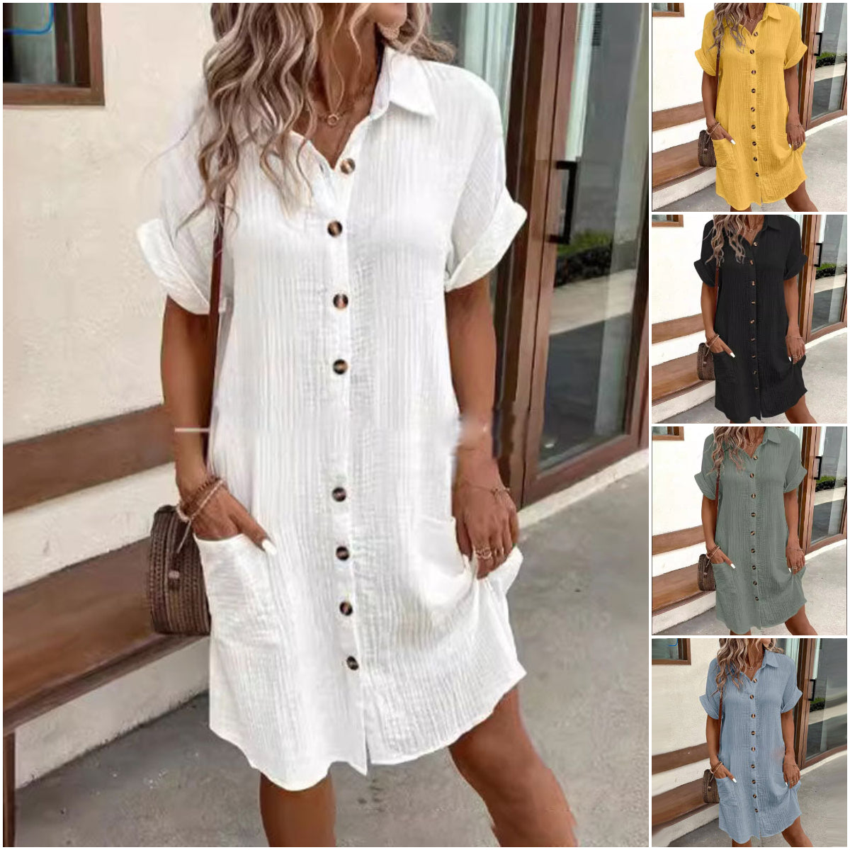 Sarah | Kleid mit V-Ausschnitt und Knöpfen für