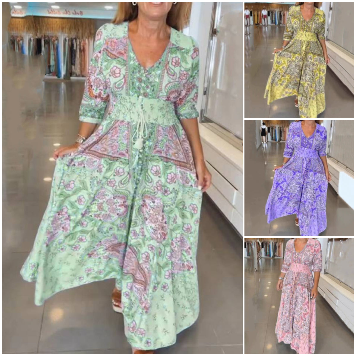 Zelda |  Elegantes Damen-Blumenkleid mit Bindebändern