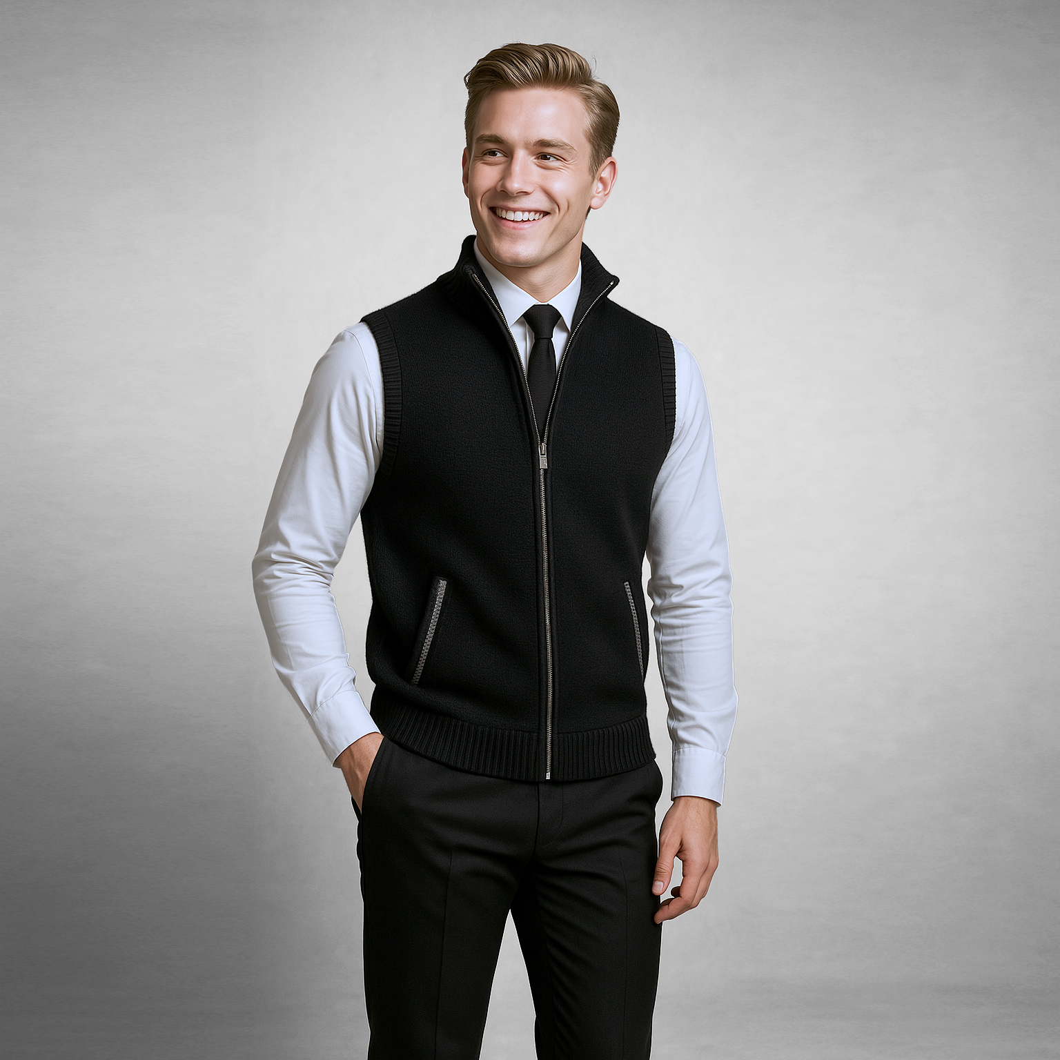 Alexander | Harrison Sweatervest mit vollem Reißverschluss