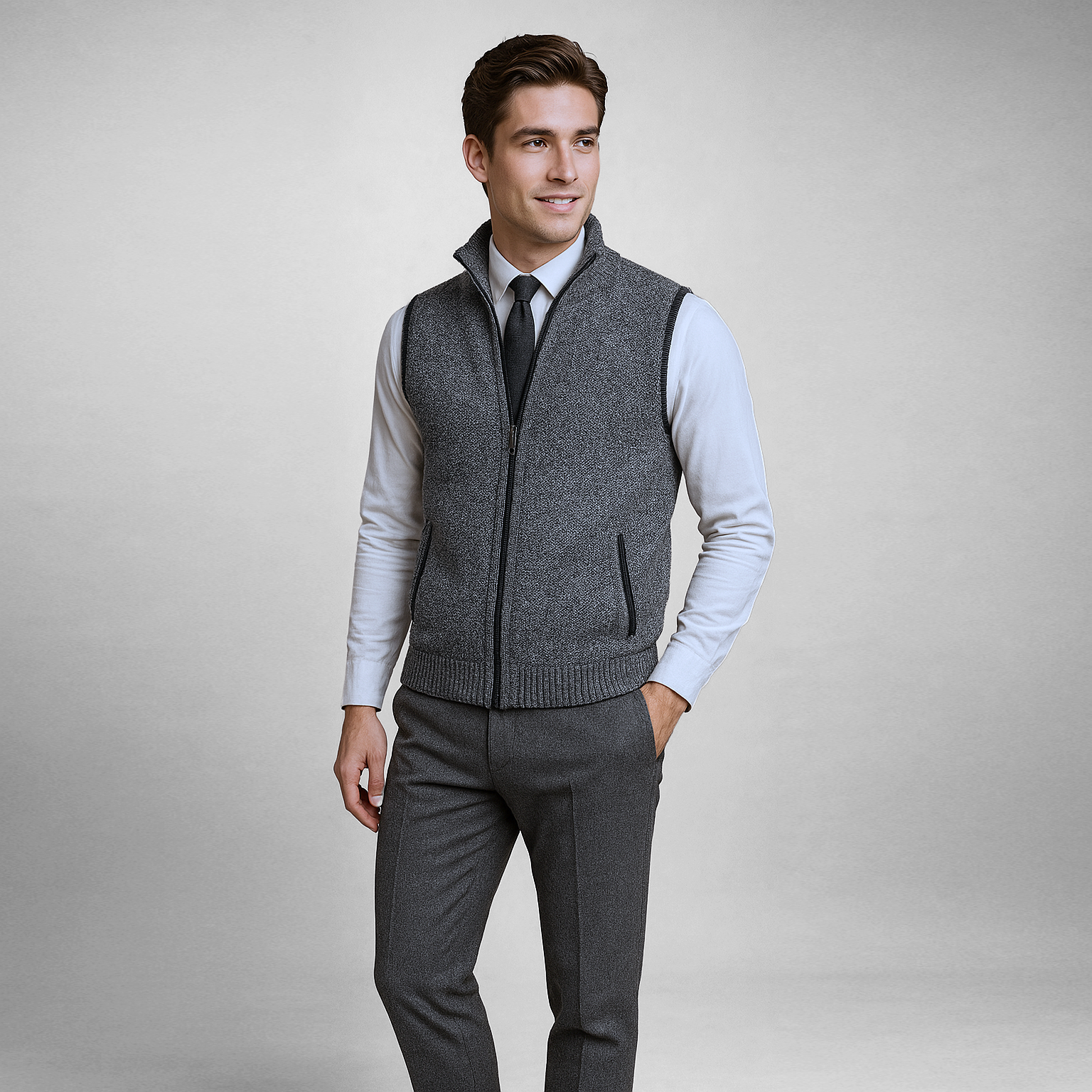 Alexander | Harrison Sweatervest mit vollem Reißverschluss
